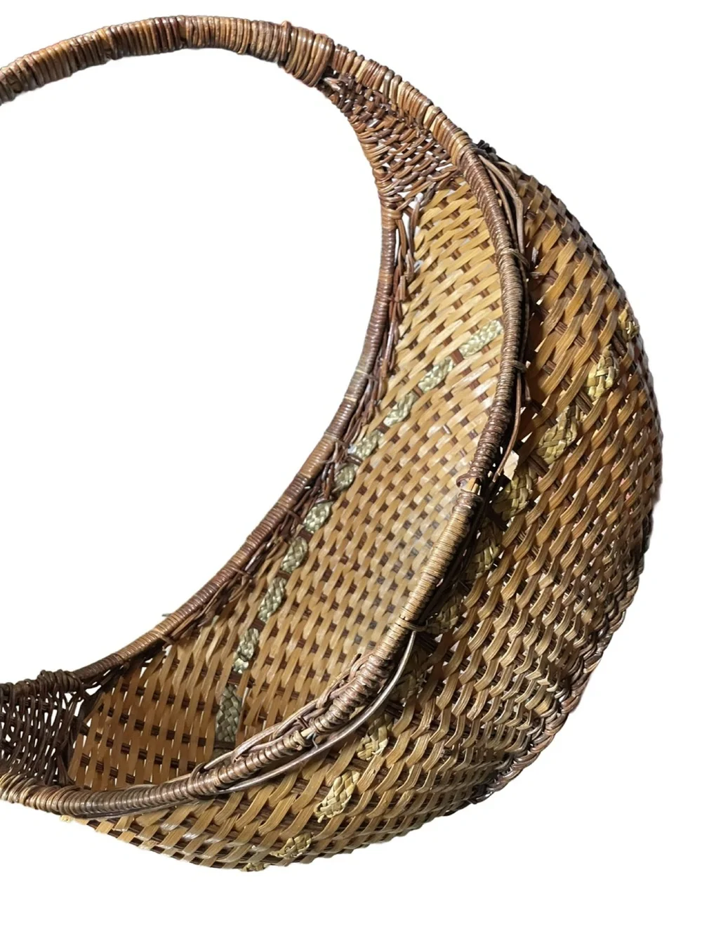 Handwoven Brown Wicker Basket Tote
